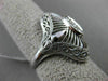 ANTIQUE LARGE OLD MINE DIAMOND 14KT WHITE GOLD FILIGREE NORTH SOUTH RING #19850