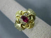 ESTATE WIDE .79CT DIAMOND & AAA RUBY 14K YELLOW GOLD FILIGREE ETOILE FLOWER RING