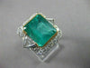 ANTIQUE EXTRA LARGE 10.40CT DIAMOND & AAA COLOMBIAN EMERALD 18KT W&Y GOLD RING