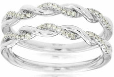 ESTATE .20CT DIAMOND 14KT WHITE GOLD 3D ROPE INSERT WEDDING ANNIVERSARY RING