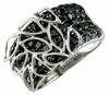 WIDE 2.0CT BLACK DIAMOND 14KT WHITE GOLD 3D MULTI ROW MULTI LEAF FUN RING