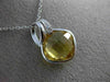 ESTATE 2.91CT DIAMOND & AAA CITRINE 14KT WHITE GOLD SQUARE LEAF FLOATING PENDANT