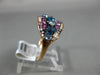 ESTATE 1.63CT DIAMOND & MULTI GEM 14KT ROSE GOLD 3D CLUSTER WAVE FRIENDSHIP RING