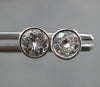 ANTIQUE .63CT ROUND DIAMOND 14KT WHITE GOLD 3D CLASSIC BEZEL STUD EARRINGS #7837