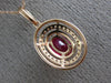 ESTATE .69CT DIAMOND & AAA RUBY 14KT ROSE GOLD 3D CLASSIC OVAL FLOATING PENDANT