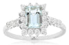 1.37CT DIAMOND & AAA AQUAMARINE 14K YELLOW GOLD BAGUETTE & ROUND ENGAGEMENT RING