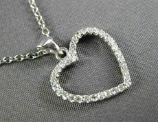 ESTATE .17CT DIAMOND 14K WHITE GOLD CLASSIC OPEN HEART PENDANT & CHAIN BEAUTIFUL
