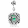 ESTATE LARGE 9.56CT DIAMOND & AAA EMERALD 18K WHITE GOLD FLOWER HANGING EARRINGS