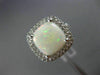 ESTATE LARGE 4.14CT DIAMOND & AAA OPAL 14K WHITE GOLD 3D SQUARE DOUBLE HALO RING
