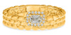 WIDE .25CT DIAMOND 14K YELLOW GOLD ROUND & BAGUETTE SQUARE HALO TRIPLE BAND RING