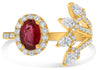 LARGE 1.57CT DIAMOND & AAA RUBY 14K YELLOW GOLD MULTI SHAPE MULTI LEAF HALO RING