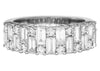 WIDE 1.74CT DIAMOND 18KT WHITE GOLD 3D ROUND & BAGUETTE WEDDING ANNIVERSARY RING