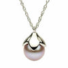 ESTATE AAA PINK PEARL 14KT WHITE GOLD 3D MULTI LEAF SOLITAIRE FLOATING PENDANT