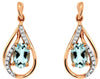 .95CT DIAMOND & AAA AQUAMARINE 14KT ROSE GOLD 3D OVAL TEAR DROP HANGING EARRINGS