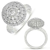 ESTATE LARGE 2.45CT DIAMOND 14KT WHITE GOLD 3D FLOWER FILIGREE LOVE RING