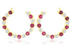 2.32CT DIAMOND AAA RUBY 14KT YELLOW GOLD CIRCULAR SIDEWAYS HOOP HANGING EARRINGS