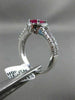 ESTATE 1.55CT DIAMOND & RUBY 14KT WHITE GOLD OVAL HALO FILIGREE ENGAGEMENT RING