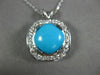 ANTIQUE .45CT DIAMOND & AAA TURQUOISE 14KT WHITE GOLD SQUARE HALO PENDANT #14800