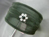 ESTATE .10CT DIAMOND ONYX 18KT WHITE GOLD FLOWER STAINLESS STEEL BANGLE BRACELET