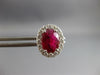 LARGE 3.92CT DIAMOND & AAA RUBY 18KT WHITE GOLD OVAL & ROUND HALO STUD EARRINGS
