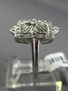 ESTATE WIDE .30CT ROUND DIAMOND 14K WHITE GOLD 3D PAVE ETOILE SQUARE FLOWER RING