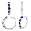 2.81CT DIAMOND & AAA SAPPHIRE 14KT WHITE GOLD ROUND HUGGIE HOOP HANGING EARRINGS
