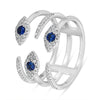 LARGE .41CT DIAMOND & AAA SAPPHIRE 14KT WHITE GOLD MULTI ROW LUCKY EVIL EYE RING