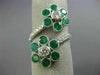 ESTATE EXTRA LARGE 2.29CT DIAMOND & AAA EMERALD 18KT WHITE GOLD FLOWER LOVE RING
