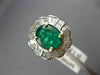 WIDE 3.18CT DIAMOND & EMERALD 18KT WHITE GOLD OVAL FLOWER ENGAGEMENT RING #2925