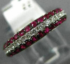 .97CT DIAMOND & AAA RUBY 14KT WHITE GOLD 3D 3 ROW SEMI ETERNITY ANNIVERSARY RING