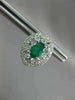 ESTATE 1.32CT DIAMOND & AAA EMERALD 14KT WHITE GOLD OVAL FLOWER HUGGIE EARRINGS