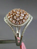 ESTATE LARGE 2.29CT PINK & WHITE DIAMOND 18KT 2 TONE GOLD MULTI SHAPE OVAL RING