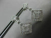 ESTATE .33CT DIAMOND 14KT WHITE GOLD 3D SQUARE HALO MILGRAIN HANGING EARRINGS