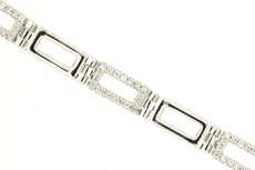 1.07CT DIAMOND 14KT WHITE GOLD 3D OPEN RECTANGULAR LINK ETERNITY UNISEX BRACELET