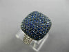 ESTATE LARGE 2.82CT DIAMOND & AAA SAPPHIRE 18KT WHITE GOLD 3D SQUARE PAVE RING