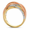 ESTATE WIDE .37CT DIAMOND 14K TRI COLOR GOLD MULTI ROW CRISS CROSS INFINITY RING