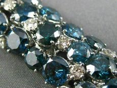 ESTATE MASSIVE 56.94CT WHITE & BLUE DIAMOND 18K WHITE GOLD 3D MULTI ROW BRACELET