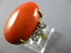 EXTRA LARGE .55CT DIAMOND & AAA CORAL 18KT 2 TONE GOLD CLASSIC OVAL & ROUND RING