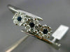 ESTATE WIDE 2.60CT DIAMOND & SAPPHIRE 14KT WHITE GOLD 3 FLOWER BANGLE BRACELET