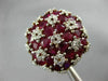 ESTATE EXTRA LARGE 6.50CT DIAMOND & AAA RUBY 14K YELLOW GOLD FLOWER RING#22260