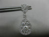 ESTATE 1.74CT DIAMOND 18K WHITE GOLD 3D PEAR SHAPE CLUSTER HALO HANGING EARRINGS