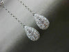 ESTATE 1.19CT DIAMOND 18K WHITE GOLD SOLITAIRE TEAR DROP FLOWER HANGING EARRINGS