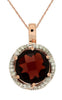 ESTATE 4.65CT DIAMOND & AAA GARNET 14KT ROSE GOLD 3D CLASSIC ROUND HALO PENDANT