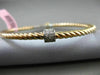 ESTATE .35CT DIAMOND 14KT WHITE & ROSE GOLD CIRCLE OF LIFE ROPE BANGLE BRACELET