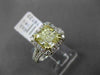 ESTATE LARGE 2.96CT GIA FANCY YELLOW DIAMOND 18K TWO TONE GOLD ENGAGEMENT RING