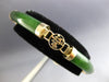 ANTIQUE LARGE & LONG AAA CHINESE JADE 14K YELLOW GOLD CUFF LUCKY BRACELET #28088