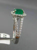 ESTATE 1.28CT DIAMOND & AAA EMERALD 14KT WHITE GOLD SQUARE HALO ENGAGEMENT RING
