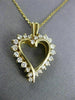 ESTATE .69CT ROUND DIAMOND 14KT YELLOW GOLD 3D CLASSIC OPEN HEART PENDANT #10810