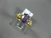 ESTATE 1.02CT DIAMOND & AAA OVAL AMETHYST 14KT YELLOW GOLD 3D FLOWER FUN RING