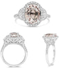 WIDE 5.27CT DIAMOND & AAA ORANGE SAPPHIRE PLATINUM OVAL & HALF MOON 3 STONE RING
